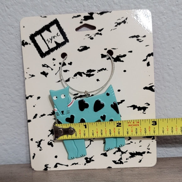 1989 Aryn Rothstein Vintage Keychain Turquoise Blue Spotted Dog In Sync Hallmark - Picture 4 of 6